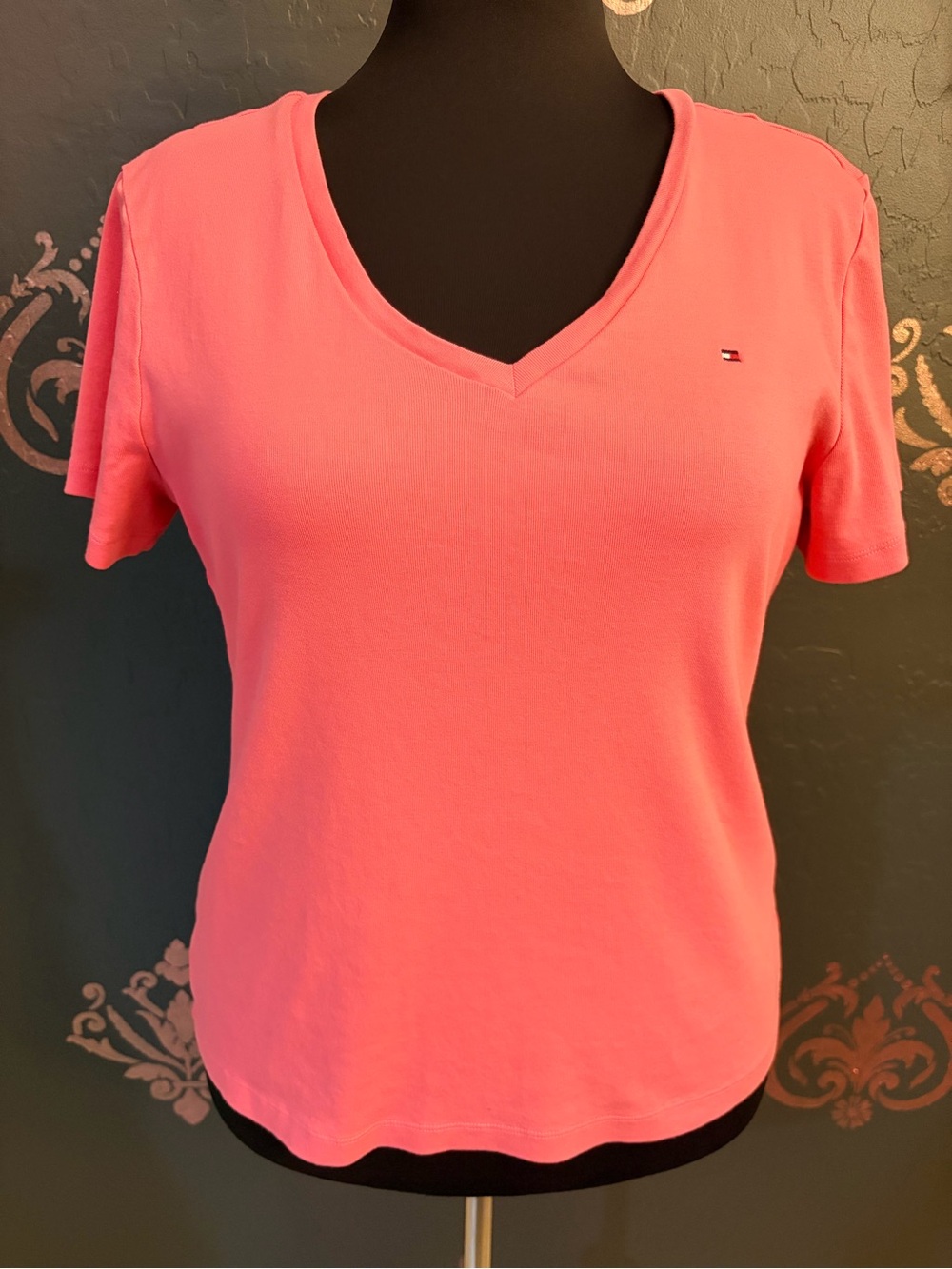 Tommy Hilfiger Coral V-Neck Short Sleeve Tee